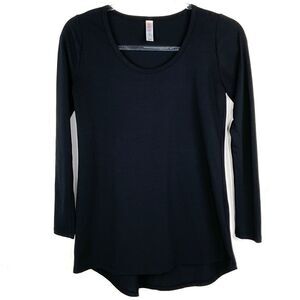 LuLaRoe Lynnae Black Long Sleeve High Low Top  XS